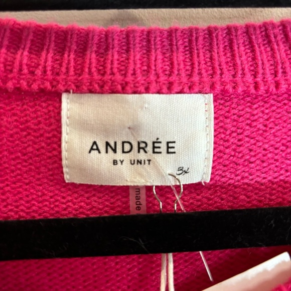 ANDREE BY UNIT Sz  3X Rainbow Clear Sequin Drop Shoulder Sweater NEW WITH TAG - Picture 5 of 9